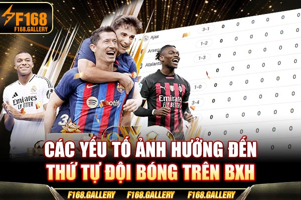 Các yếu tố ảnh hưởng đến thứ tự đội bóng trên BXH